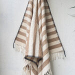 Honeycomb Khaki & Kora striped bath towel